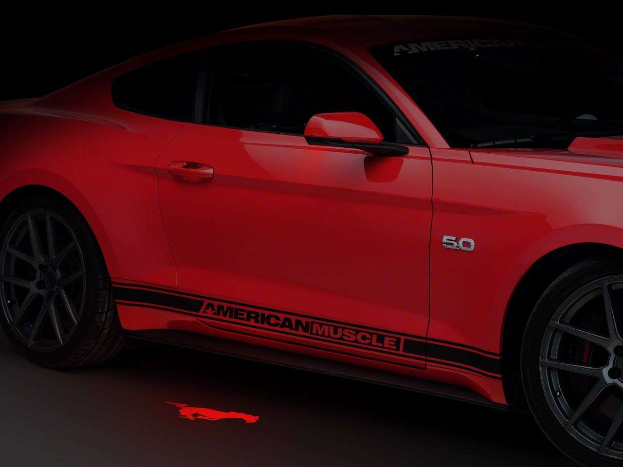 SEC10 Mustang Side View Mirror Puddle Lamp Lens Tint; Red 387113